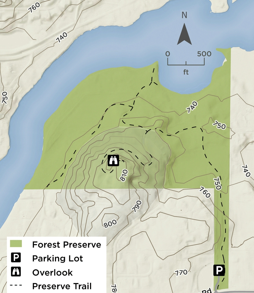 The Fox River flows a short distance from the overlook atop the kame.