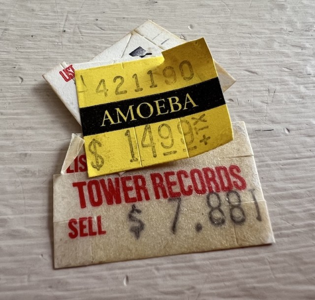 Three price tags stuck to each other
